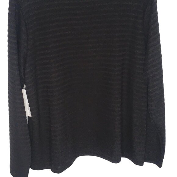 Liz Claiborne Knit Sweater Top Women XL Black Stripe Long Sleeve Shoulder Button - Picture 11 of 16